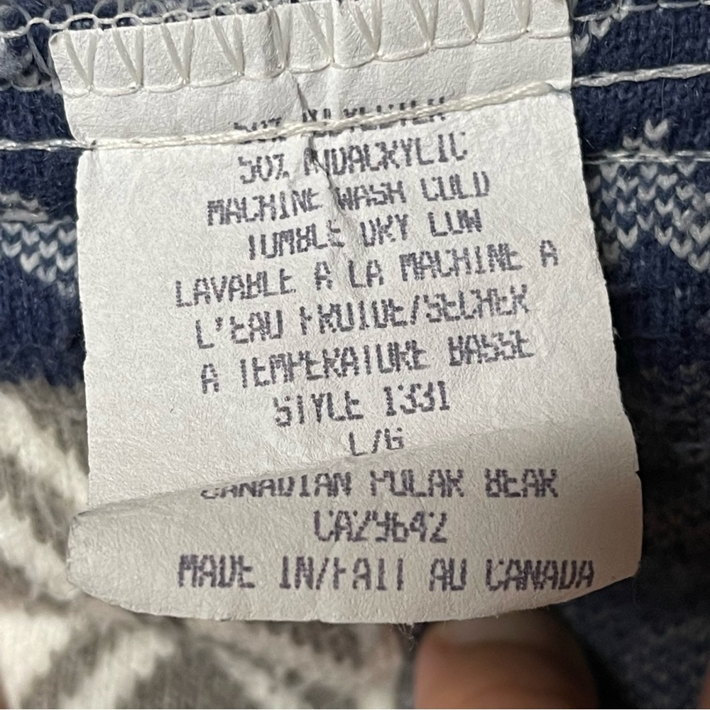Vintage 90s Northern Teddy Sherpa Fleece Zip Up Print Sweater Jacket L - Picture 6 of 6